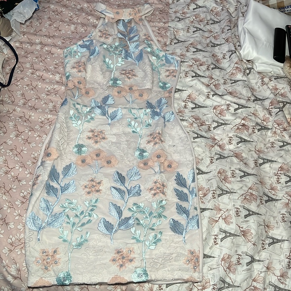 Mini White Floral Lace Dress